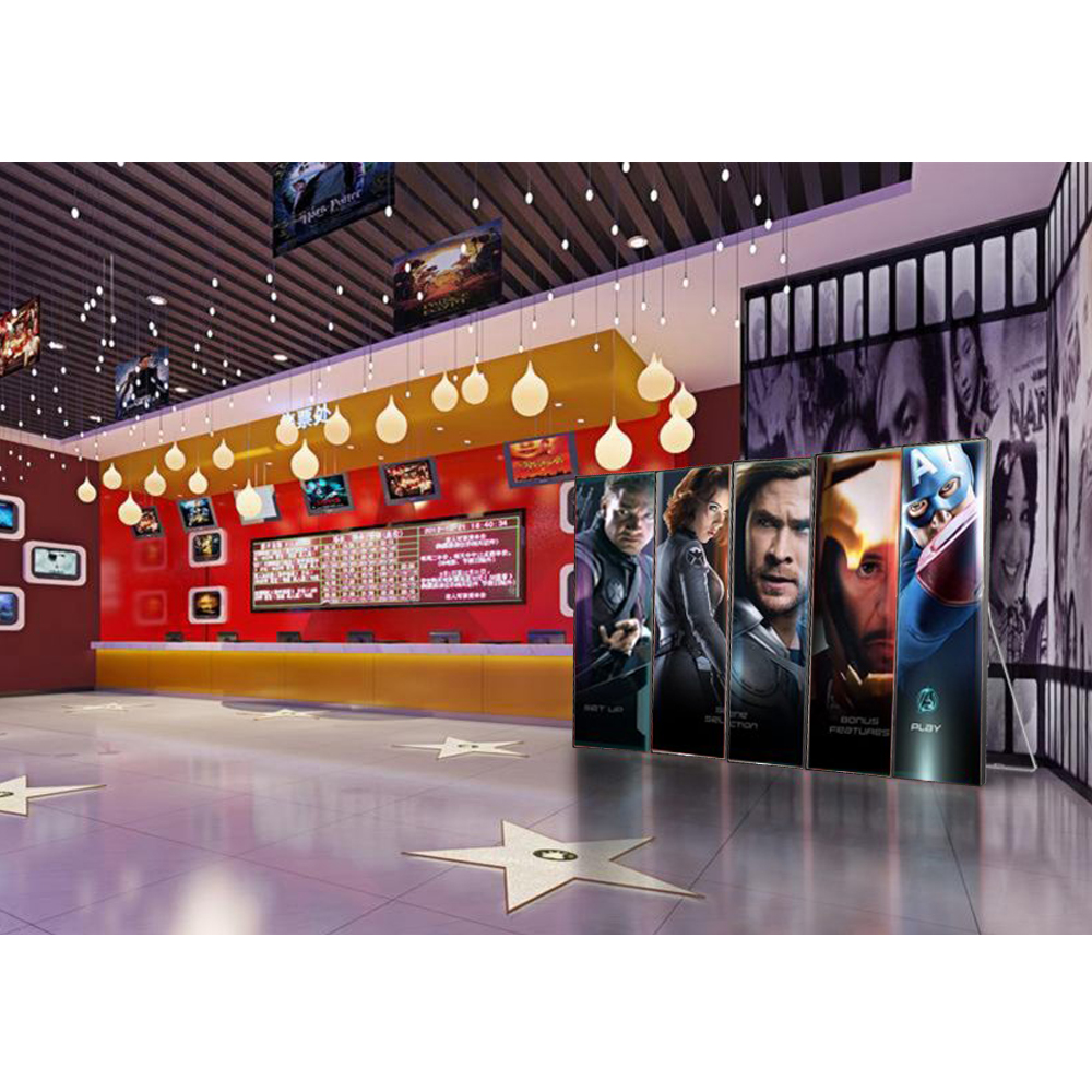 Stand LED Poster Screen Vertical Mirror LED Video Player HD Floor Standing P2 P3 P2.5 Display Interactive Stand LED Poster Screen